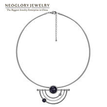 Neoglory collares de circón azul negro o plateado joyería al por mayor regalos de moda 2024 - compra barato