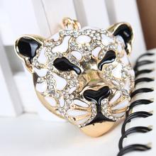 Hot Selling Leopard Head Crystal Rhinestone Charm Pendant Purse Bag Car Key Ring Chain Creative Wedding Party Gift 2024 - buy cheap
