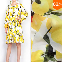 Yellow Fruit silky fabric coin flower print fabric flowers print server for sewing neoprene fabric fashion week material  Nice 2024 - buy cheap