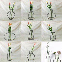 Creative Art Style Retro Iron Line Flowers Vase Metal Plant Holder Modern Solid Nordic Styles Iron Vase Home Art Garden Decor 2024 - buy cheap