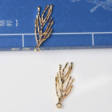 50PCS 15*37mm Gold tone Alloy Material Leaf Charm Branch Pendant for Wedding Head DIY Handmade Jewelry Making 2024 - buy cheap
