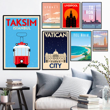 Mundo viagem cidade paisagem taksim tel aviv toronto pintura moderna poster imprime fotos da arte parede para sala de estar decoração casa 2024 - compre barato