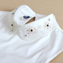 Camisa de cuello falso blanco con diamantes de imitación para mujer, cuello desmontable con solapa de Dickie, accesorios de ropa extraíbles 2024 - compra barato