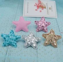 Parches acolchados de encaje con lentejuelas y estrellas, suministros de costura para ropa, lazo para el pelo, decoración, 10 Uds., 6,5 cm, Envío Gratis 2024 - compra barato