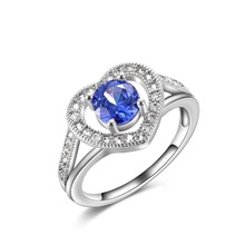 Hainon nova moda prata cor anéis para as mulheres verde azul vermelho zircônia cúbica amor coração forma anel jóias presentes 2024 - compre barato