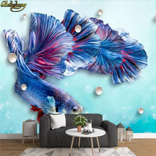 Beibehang-papel tapiz con foto personalizada, mural moderno 3d abstracto, azul, guppies, Fondo para decoración del hogar, papel de pared 3d 2024 - compra barato