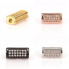 Rectangle beads for Adjustable Sliding Knot Closure bracelet Micro Pave Beads CZ Bead Clear Cubic Zircon beads 6*12m 2024 - buy cheap