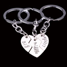 3PC Big Middle Little Sister Sis Heart Key Chains Ring Fob Friends BFF Keyring Keychain Family Charm 2024 - buy cheap