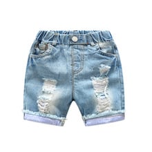 Hot Sale Children Pants for baby boys summer trousers kids ripped jeans boy denim shorts 90~130 2024 - buy cheap