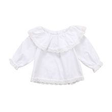 Citgeett Autumn Newborn Baby Girls Lace Off Shoulder Long Sleeve White Ruffle Tops T-shirts Cute Shirt Clothes 2024 - buy cheap