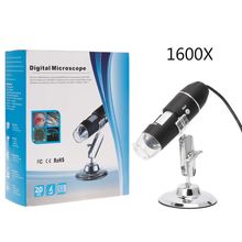 Microscópio endoscópio digital com câmera 1600X, USB 8LED, lupa com suporte de metal 2024 - compre barato