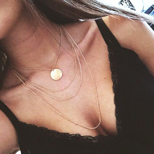 ZCHLGR pendant necklace bohemian female double-layer necklace retro gold Sequin necklace jewelry new 2019 2024 - buy cheap