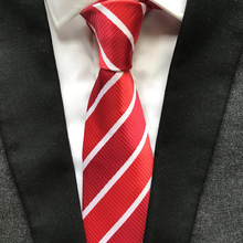 Novidade gravata top tecido gravata masculina vermelho com listras brancas para casamento 2024 - compre barato