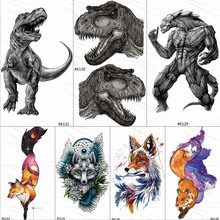 Ommgo dinossauro mostrador de pulso, tatuagem temporária moderna, tiranossauro rex, tatuagem personalizada, arte corporal, braço, tatuagem falsa para homens 2024 - compre barato