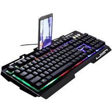 Проводная игровая клавиатура с подсветкой Механическая игровая клавиатура 4000 точек/дюйм прочная USB клавиатура Кронштейн для мобильного телефона клавиатура 2024 - купить недорого