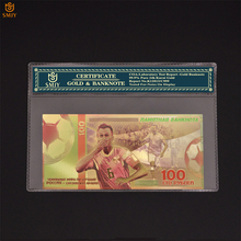Billetes de 2018 Copa del mundo de Rusia, papel de aluminio dorado, 100 rublos, colección de billetes de banco con carcasa de Marco COA 2024 - compra barato
