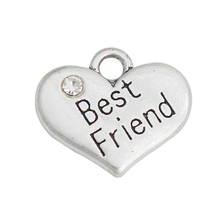 RAINXTAR Fashion Alloy Best Friends Heart Message Pendant Charms 15*17mm 50pcs AAC1616 2024 - buy cheap