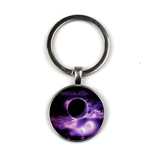 Purple Moon Glass Keychain Full Moon Keychain Space Moon Pendant Nebula Keychain Fashion Bag Keychain 2024 - buy cheap