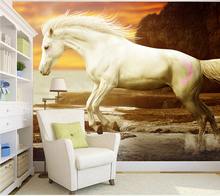 Papel tapiz de caballo personalizado, murales 3D de caballo blanco para la sala de estar, Fondo de TV, pared, tela impermeable, papel de pared 2024 - compra barato
