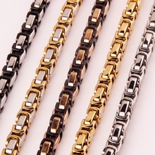 5/6/8mm 316L Stainless Steel Silver Color/Gold/Black/Rose Gold Color Byzantine Chain Mens Women Necklace/Bracelet 2024 - buy cheap
