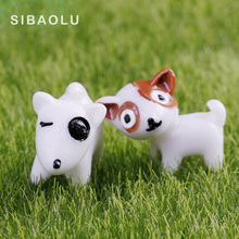 2 piezas figuras de perro amante mini Hada jardín decoración animales estatua modelos miniatura musgo micro paisaje adornos resina 2024 - compra barato