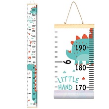 Kids Dinosaur Growth Chart Baby Roll-up Wood Frame Canvas Removable Wall Hanging Height Ruler Wall Art Decor for Nursery Room 2024 - buy cheap