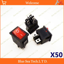 50 pcs Red light light 4Pin Rocker Switch KCD1-104N 6A/250V 10A/125V for Car Boat,Power socket,Brass feet Free Shipping 2024 - buy cheap