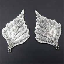 WKOUD 2pcs Silver Plated 72*45mm Leaves Charm Alloy Pendant Vintage Necklace Bracelet DIY Metal Jewelry Findings A1787 2024 - buy cheap