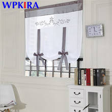 Grey Bowknot White Roman Blinds Kitchen Short Curtain Coffee Curtain Small Window Valance Hot Sell Sheer Voile Cheap Drapes Q003 2024 - buy cheap