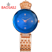 Baosaili relógio feminino de marca de luxo, relógio de aço inoxidável para mulheres, com strass, analógico, de quartzo, 2021 2024 - compre barato