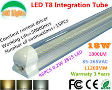 Factory wholesale 96PCs 2835 18W 1800LM 4FT Integration T8 LED tube CE RoHS 85-265V Supermarkets energy-saving lamps 25PCs a Lot 2024 - buy cheap