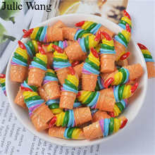 Julie Wang 10PCS Resin Colorful Ice Cream Slime Charms Artificial Food Pendant Jewelry Making Accessory Table Decor Prop 2024 - buy cheap