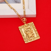 Wholesale New Fashion Real 24K Gold Plating Necklace Pendant Man Jewelry Dragon Gold Chain Hiphop Rock Jewelry 2024 - buy cheap