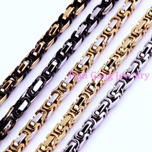 4/5/8mm Mens Women Jewelry 316L Stainless Steel Silver Color/Gold/Black/Rose Gold Color Byzantine Chain Necklace/Bracelet 2024 - buy cheap