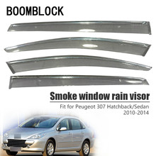 Boomblock 4 pçs carro cobre janela viseira sol chuva vento defletor toldo escudo abs para peugeot 307 hatchback sedan 2010-2014 2024 - compre barato