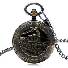 Mechanical Pocket Watch Men 3D Steam Locomotive Carving Train Cover Fob Chain Delicate Pendant Clock Steampunk for Men Women 2024 - buy cheap