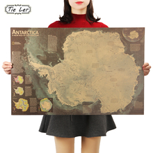 TIE LER Антарктика спутниковая карта кофе бар Декор Гостиная крафт-бумага постер настенный стикер 72,5X47 см 2024 - купить недорого