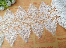 2 Meters/lot  21cm Width Luxury Hot Super Wide Water Soluble Double Edge White Embroidered Lace Fabrics Lace Trim 2024 - buy cheap