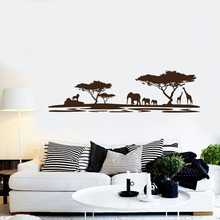 Árbol pared decoración arte vinilo pared pegatina árbol Safari vida escena niños bosque dormitorio casa decoración guardería papel tapiz S070 2024 - compra barato