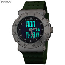 SHOCK New BOAMIGO brand 3 Time zone men sports army navy military watches men Quartz Analog Digital LED rubber band wristwatches 2024 - buy cheap