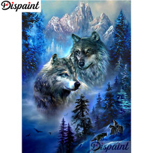 Dispaint Full cuadrado/redondo taladro 5D DIY diamante pintura "Animal Lobo paisaje" 3D bordado punto de cruz decoración para el hogar regalo a10292 2024 - compra barato
