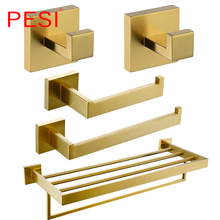 PESI Bathroom Accessories Toilet Paper Tissue Holder  Robe Coat Hook Towel Ring Rack Bar Shelf  Hardware Set PVD Zirconium Gold 2024 - buy cheap