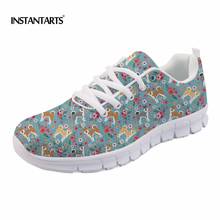 INSTANTARTS Fashion Women Floral Dog Pattern Sneakers Casual Flat Shoes Cute Akita / Havanese / Labradoodle / Weimaraner Flats 2024 - buy cheap