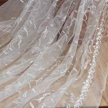 Free shipping ivory High-end luxury Vintage Embroidered Lace Fabric with floral , Wedding Gown Lace Fabric 2024 - buy cheap