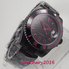 40mm Bliger Black Dial ceramic bezel Sapphire Glass PVD Case Pink Marks Date Automatic movement men's Watch 2024 - buy cheap