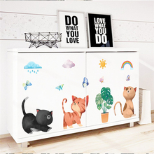 Наклейки на стену с изображением милого кота и бабочки, 30 х90 см 2024 - купить недорого