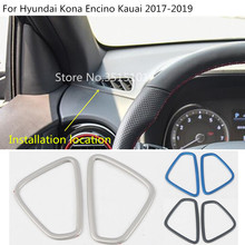 Rejilla de ventilación de Aire Acondicionado Delantero de coche, marco de cubierta de acero inoxidable para Hyundai Kona Encino kaai 2017 2018 2019 2020 2024 - compra barato