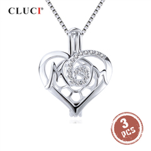 CLUCI-Colgante de Plata de Ley 925 para mujer, accesorio con forma de corazón y perla, medallón, fabricación de collar, regalo para madre, SC349SB, 3 uds. 2024 - compra barato