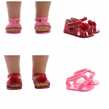 Sandálias de bonecas, sapatos de flor vermelha, rosa, para boneca americana de 18 tamanhos e acessórios de boneca born, melhor brinquedo de geração 2024 - compre barato