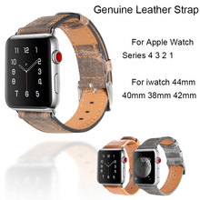 Кожаный ремешок для Apple Watch Series 4 3 2 1, винтажный ремешок для iwatch 44 мм 40 мм 38 мм 42 мм, сменный Браслет 2024 - купить недорого